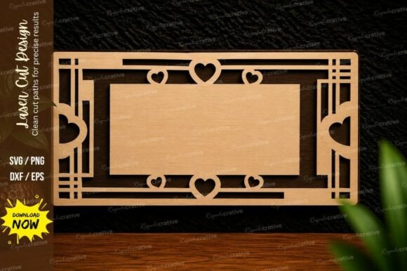 Art Deco Heart Frame Laser Cut SVG