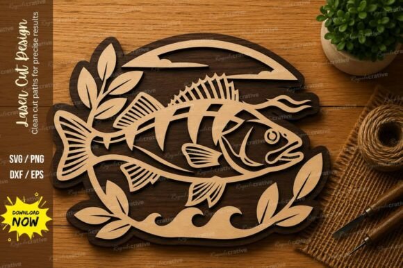 Bass Fishing Scene SVG: A Wildlife Laser Design File