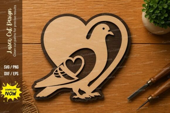 Bird Heart SVG | Love Bird Laser Cut Design