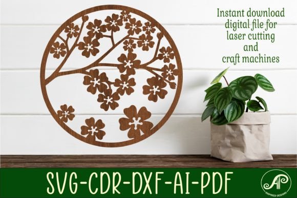 Cherry Blossom Wall Art Sign SVG File