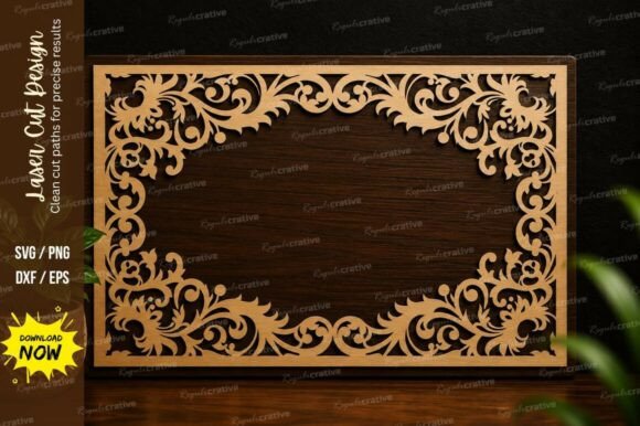 Create Elegant Designs with Decorative Corner Frame Laser Cut SVG