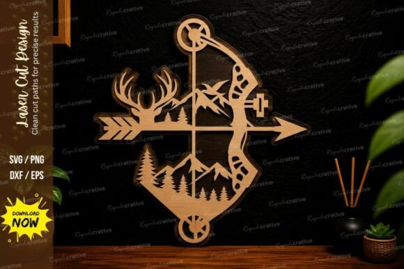 Deer Archery Compass Laser Cut Svg: Precision Design for Crafters