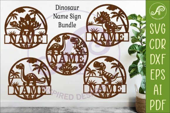 Dinosaurs Name Sign BUNDLE SVG: Personalized Nursery Decor