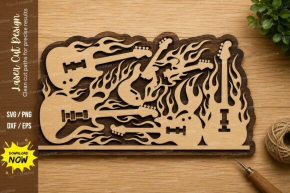 Electric Guitar Collage Laser Cut SVG
