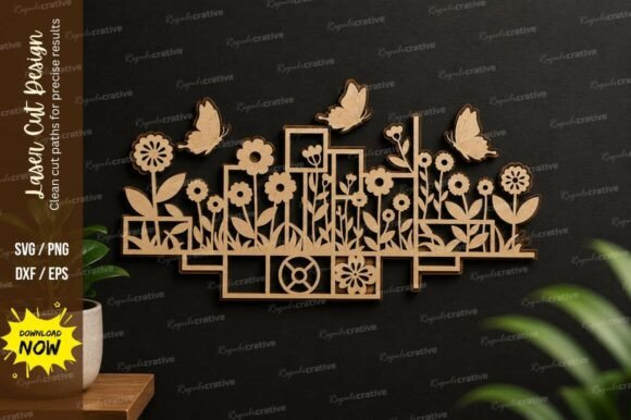 Enchanting Butterfly Floral City Laser Cut Svg