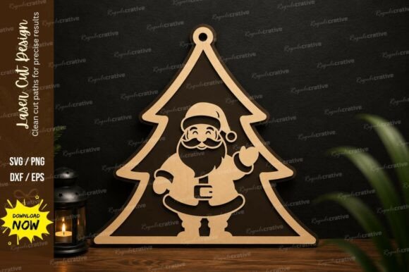 Festive Christmas Tree Santa Laser Cut SVG Designs