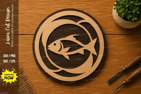 Fish Circle SVG: Premium Laser Cut File