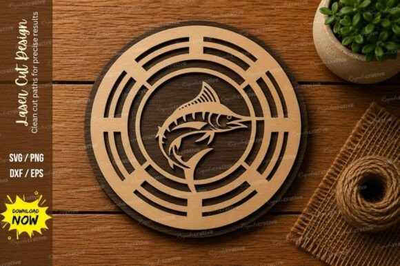 Fish Maze Circle SVG: A Unique Laser Cut Design for Creative Projects