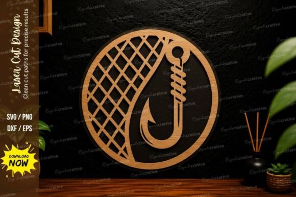 Fishing Hook Circle Laser Cut Svg Design