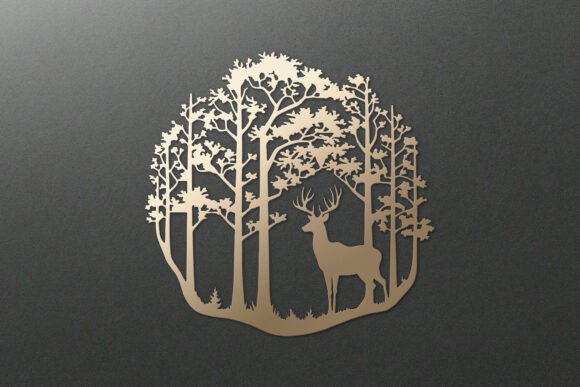 Forest Deer SVG Laser Paper Cutting File: Elegant Design