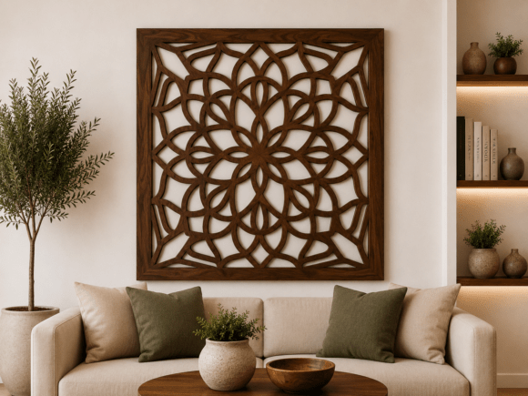 Geometric Floral Wall Decor Laser Cut