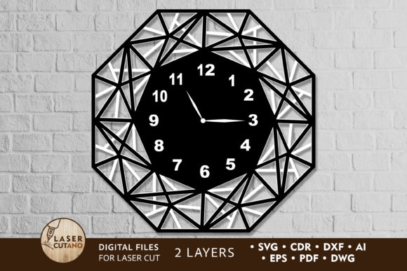 Geometric Wood Clock: A Modern Laser Cut Art Piece