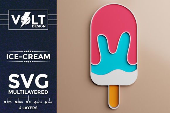 Ice-cream 3D Svg Multilayered Cut File: A Sweet Design Asset