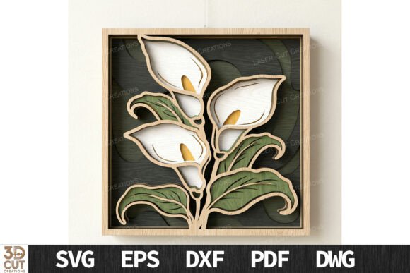 Layered Calla Lily Wall Art SVG: Elegant 3D Floral Decor