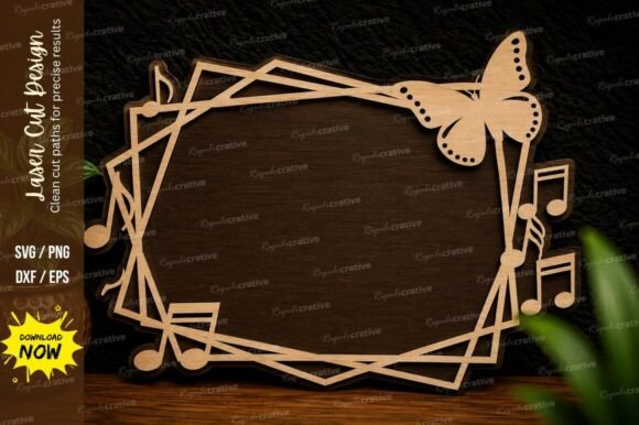 Music Note Frame Laser Cut SVG Design