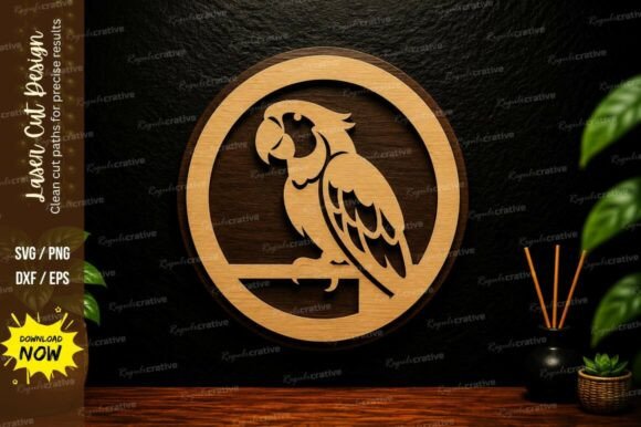 Parrot Circle Laser Cut SVG Tropical Design