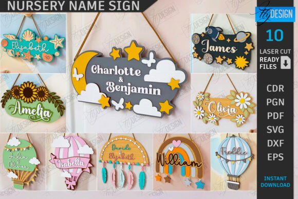 Personalized Nursery Name Signs Laser Cut Bundle