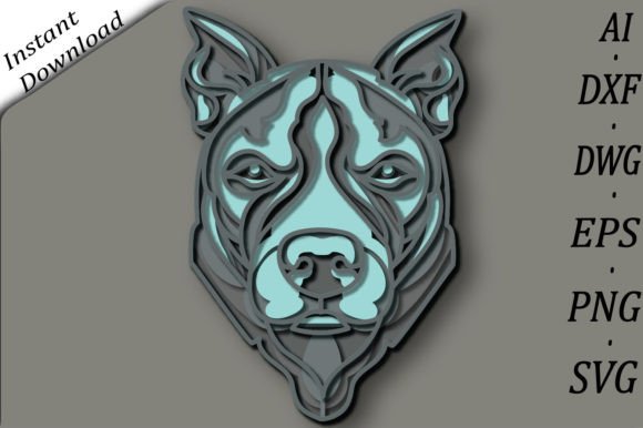 Pit Bull Dog Breed Multilayer Svg: A Creative Design Asset