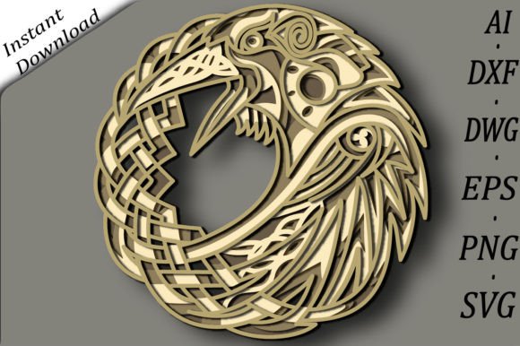 Raven Multilayer SVG for Papercraft and Laser Cut