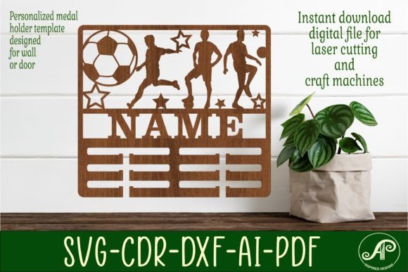 Soccer Football Medal Holder SVG for Laser Crafting