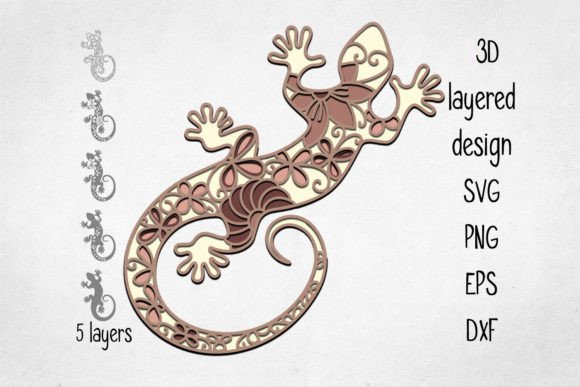 Stunning 3D Layered SVG Lizard Design for Creative Projects