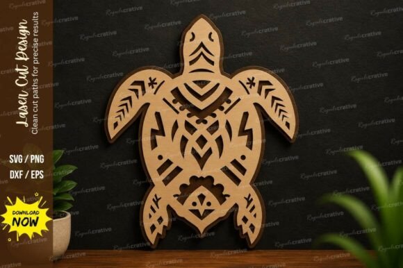Tribal Turtle Laser Cut SVG Design