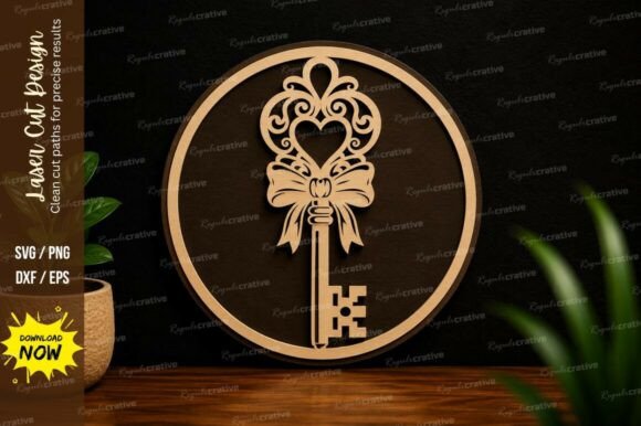 Vintage Heart Key SVG: A Premium Laser Cut Design