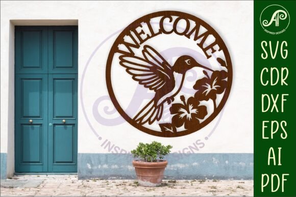 Welcome Hummingbird Wall Sign: A Digital Cut File for Your Home